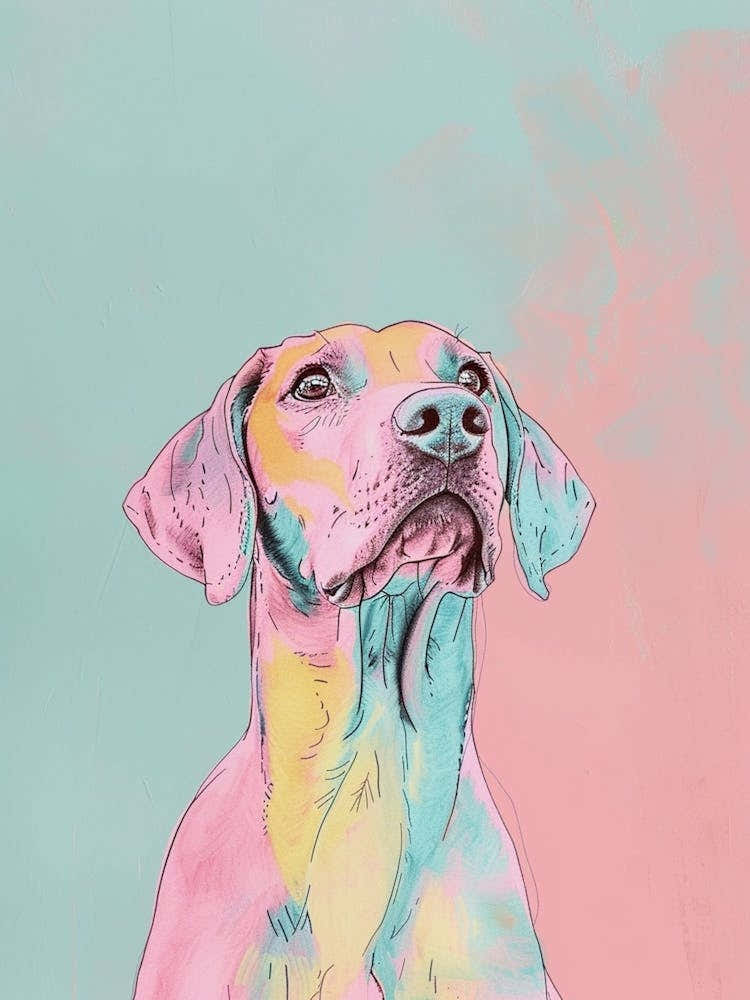 Pastel Hound Dog Pastel Line Illustration  2