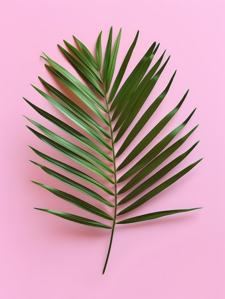 Palm Leaf On Pink Background 9