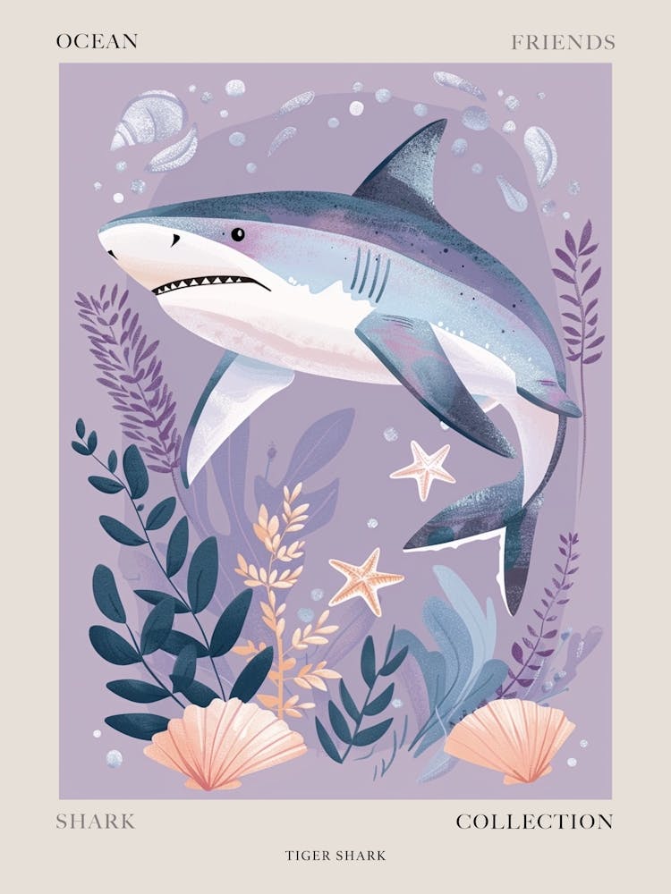 Purple Tiger Shark Illustration 1 Poster