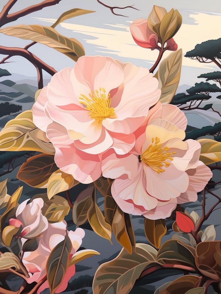 Camellia 3 Flower Painting