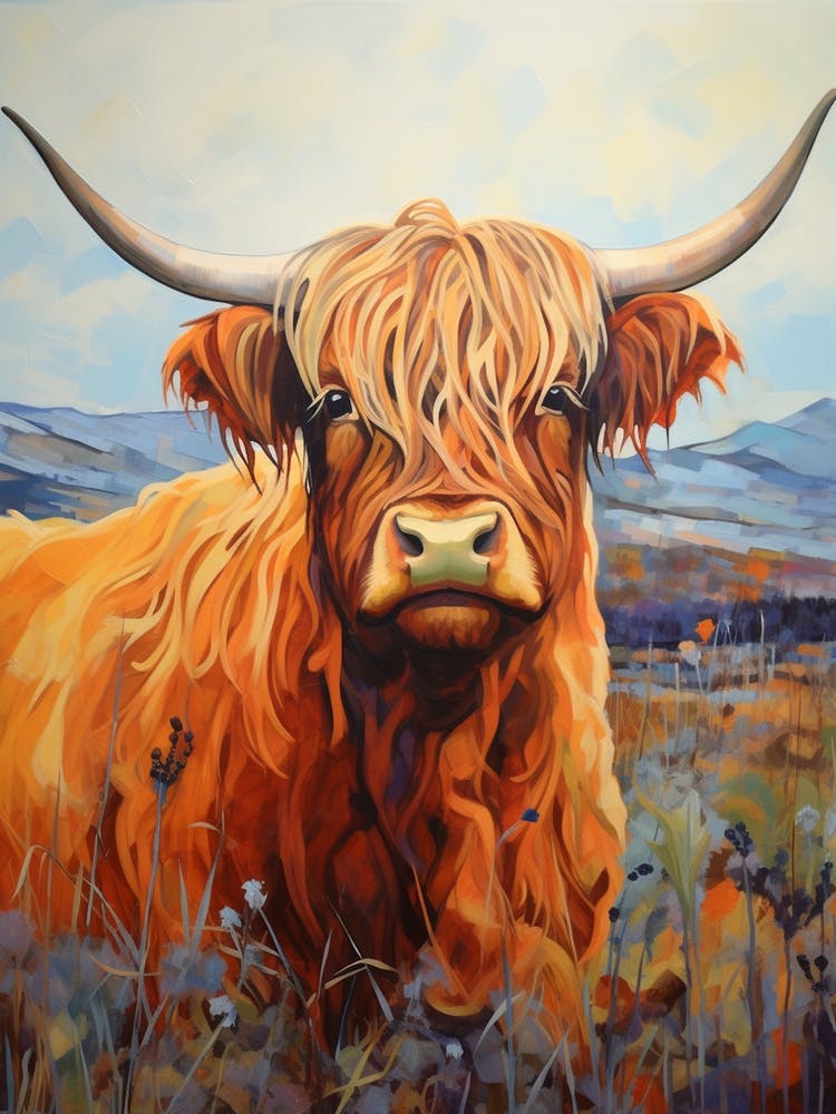 Neutral Tones Portrait Of Highland Cow 2
