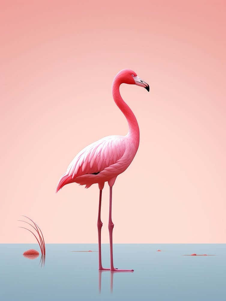Minimalist Greater Flamingo 2 Illustration