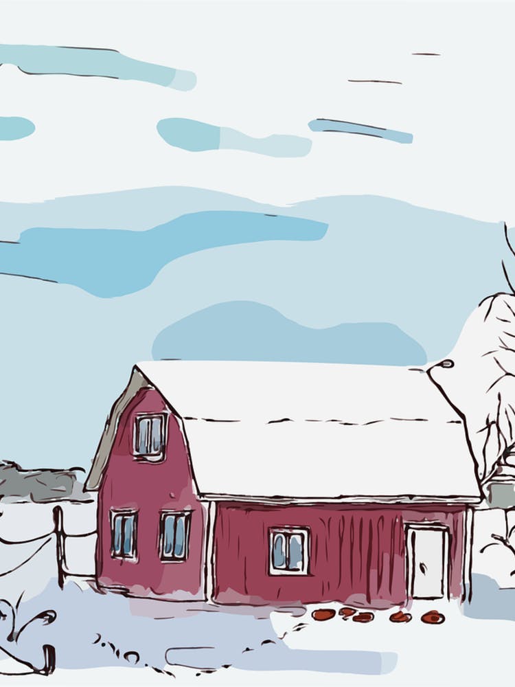 Red Barn In Winter
