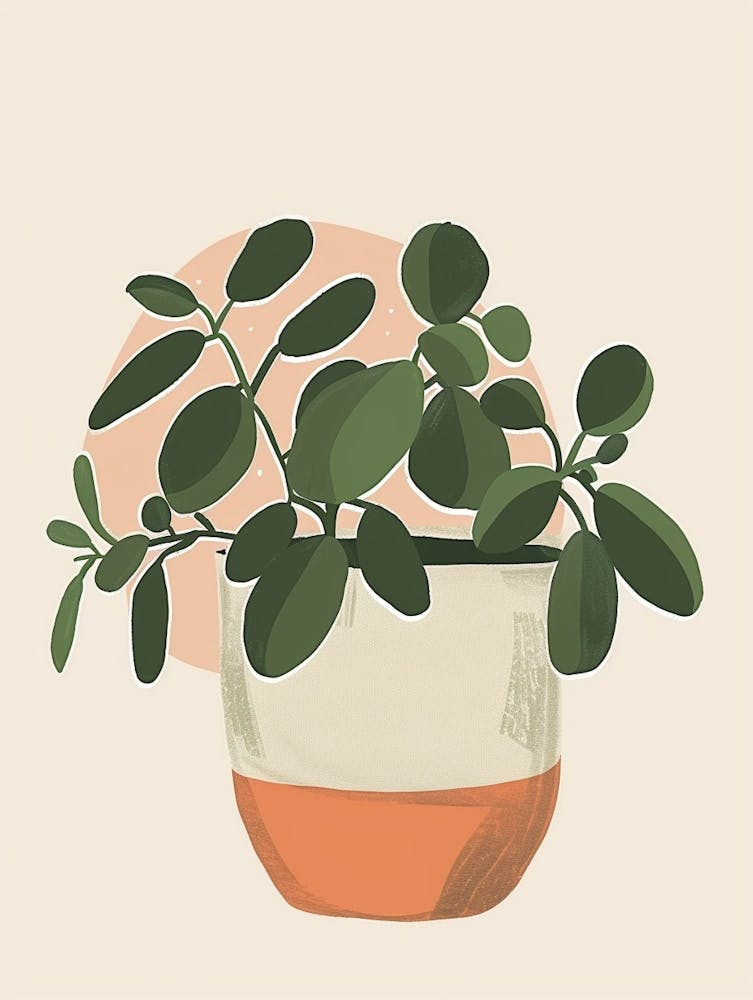 Jade Plant Minimalist Illustration 2