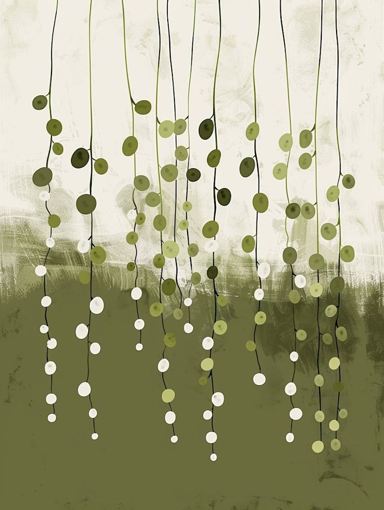 String Of Pearls Plant Minimalist Illustration 2