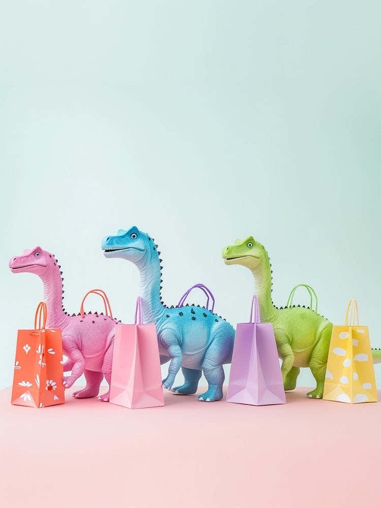 Toy Dinosaur With Shipping Bags