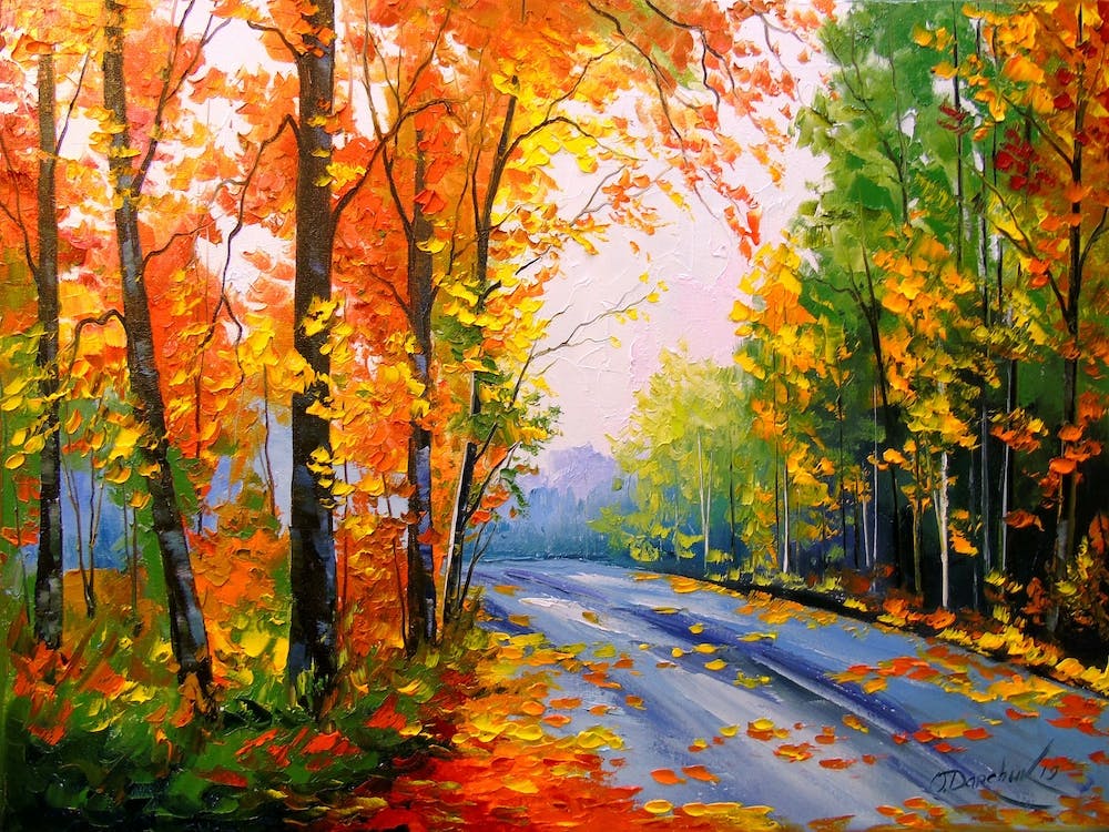 Autumn road in the forest