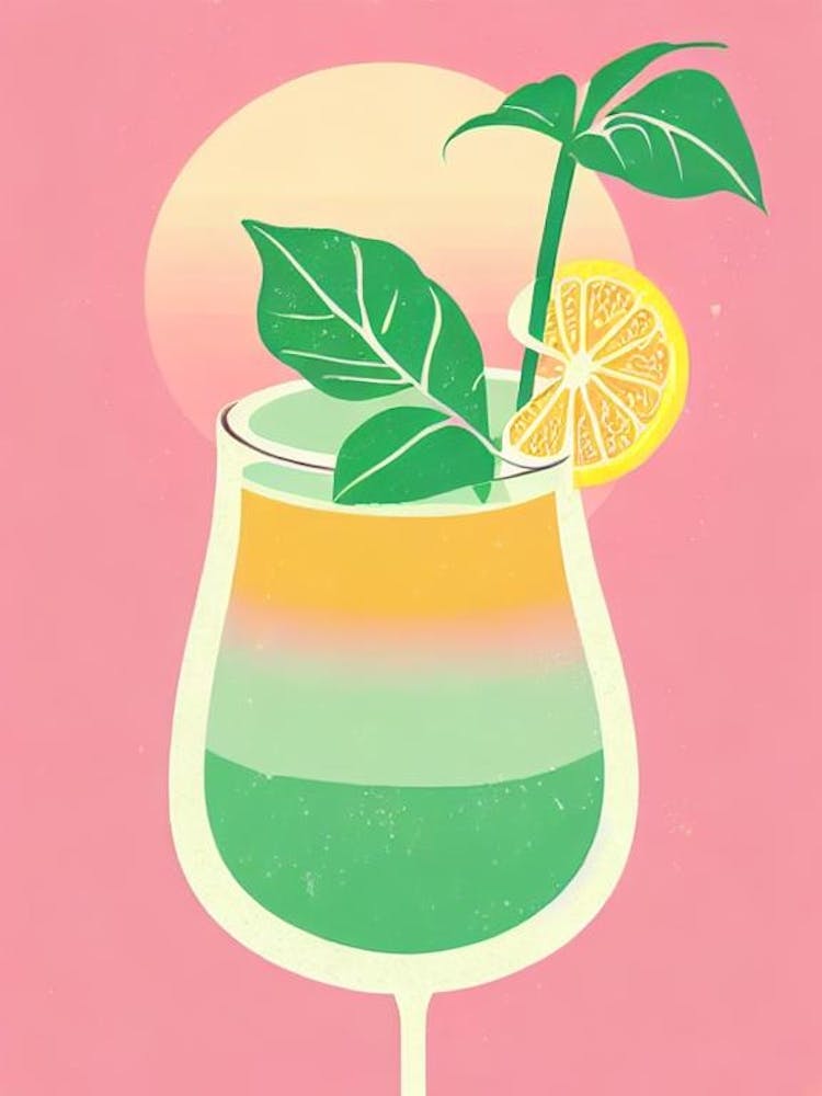 Cuba Libre Retro Pink Cocktail Poster