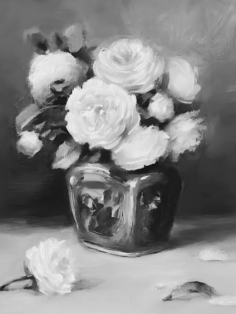 White Roses In A Vase