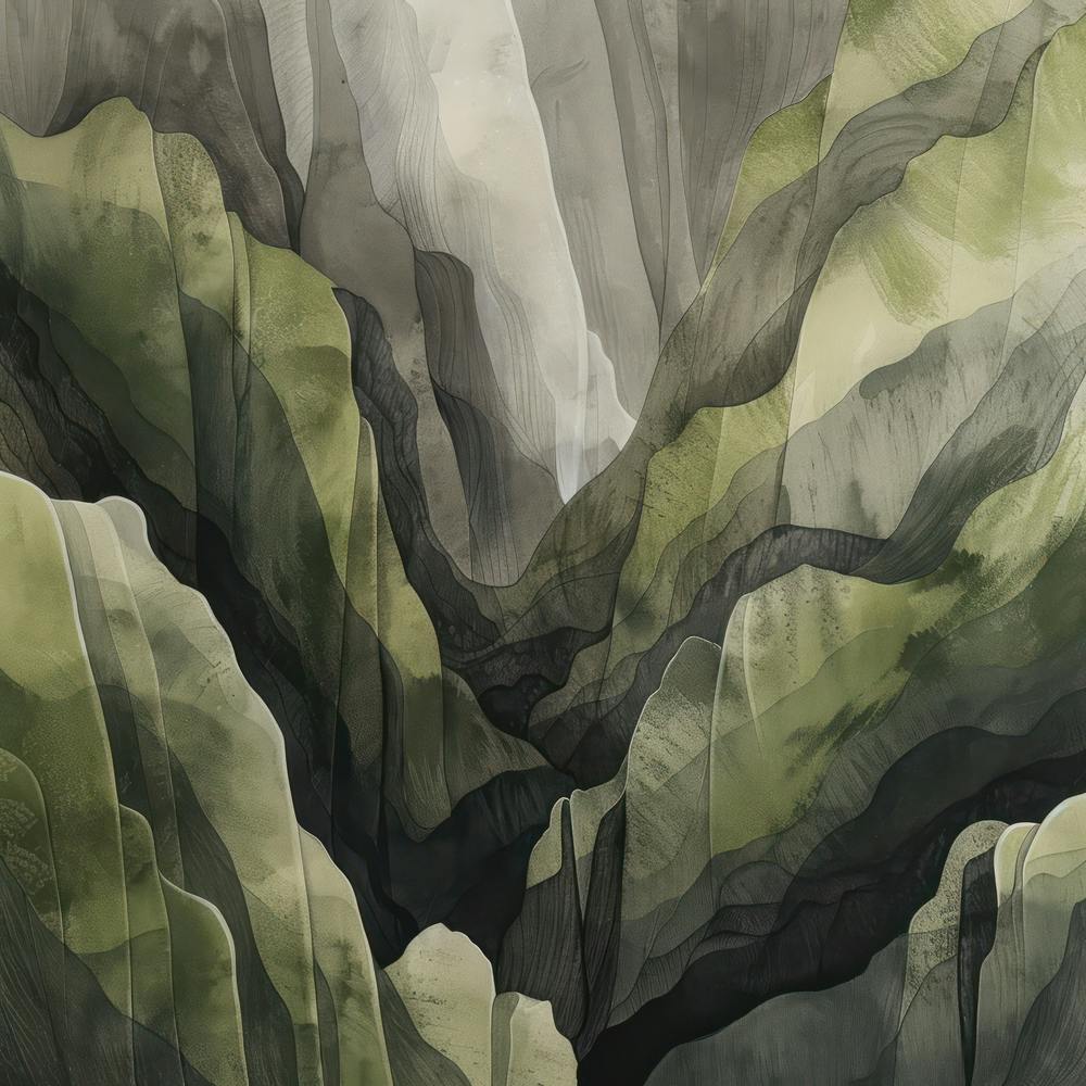 Japanese Watercolour Of Mount Daisen 2