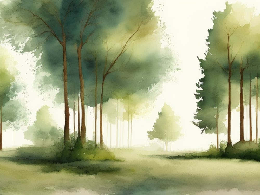Watercolor Of Trees