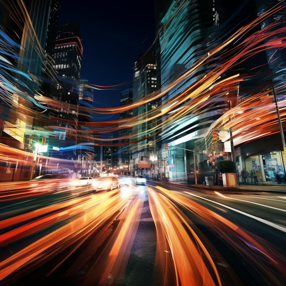 Blurred City Lights At Night