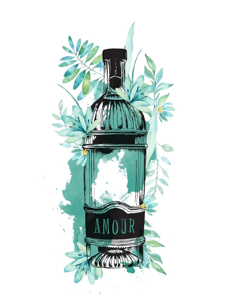 Blue Flowers Gin Bottle