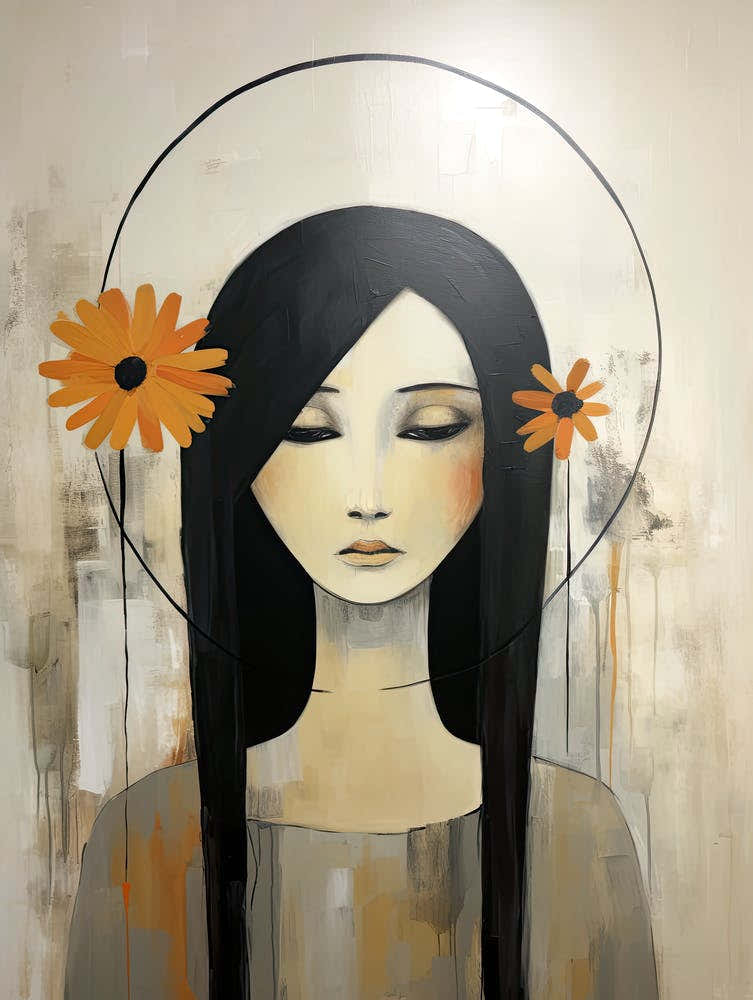 'A Woman With Flowers' | Boho print