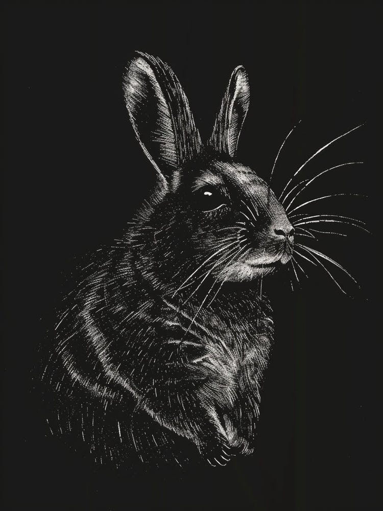Chinchilla Blockprint Rabbit Illustration 6