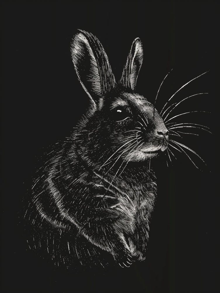 Chinchilla Blockprint Rabbit Illustration 6