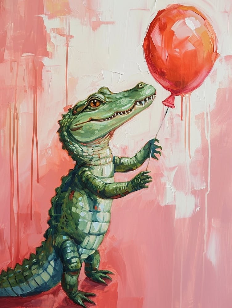 Cute Alligator With Balloon