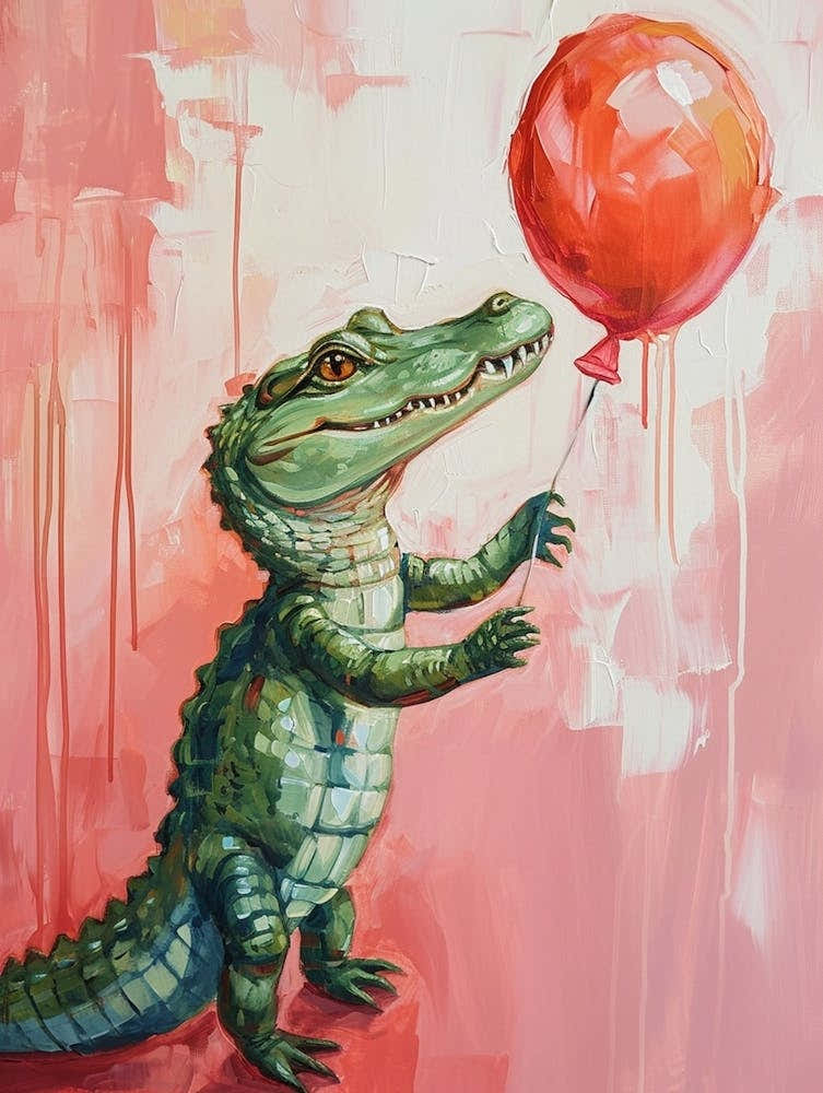 Cute Alligator With Balloon