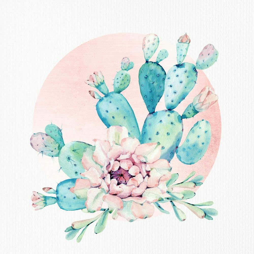 Cactus Sunset - Boho Watercolor Summer