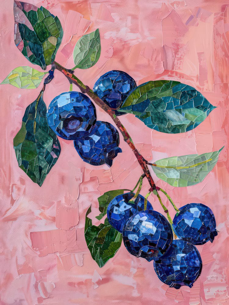 Disco Ball Blueberries Mosaic Painting Kitchen