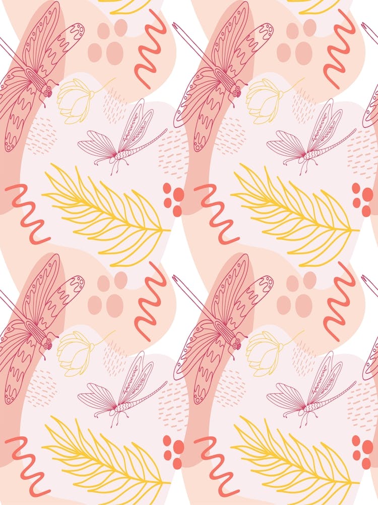 Dragonfly Pattern - Veronica blue flower