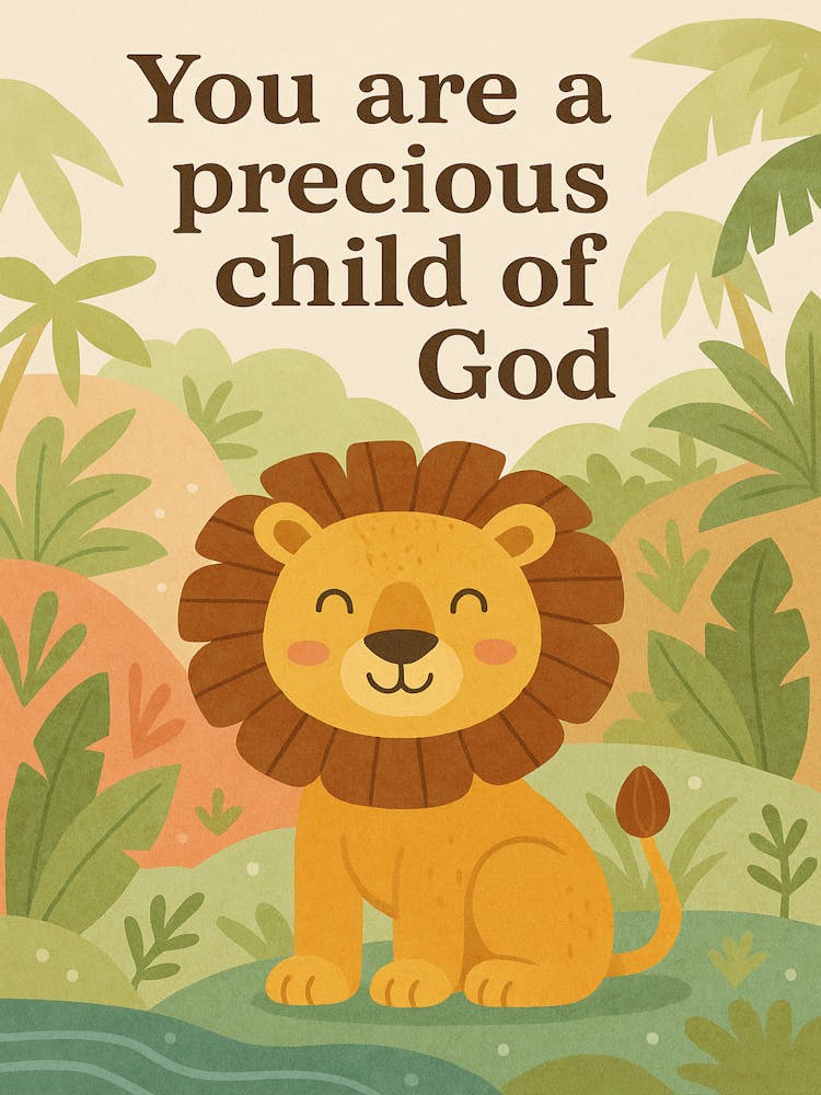 You Are a Precious Child of God - Jungle Lion Printable Wall Art for Kids Room