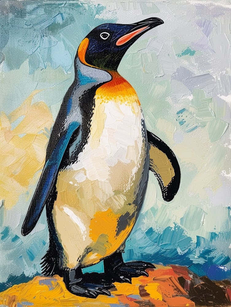 Galapagos Penguin Petermann Island Colour Block Painting 1