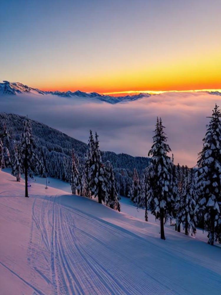 Zell Am See Kaprun, Austria Sunrise Skiing Poster