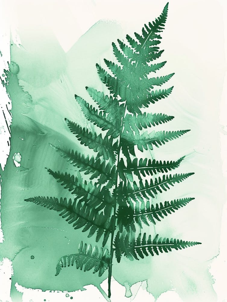 Green Ink Painting Of A Autumn Fern 2
