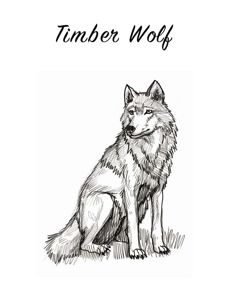 B&W Timber Wolf Poster