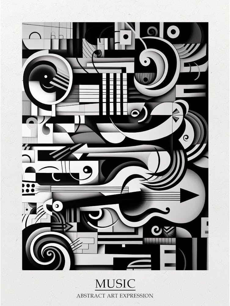 Music Abstract Black And White 6 Poster