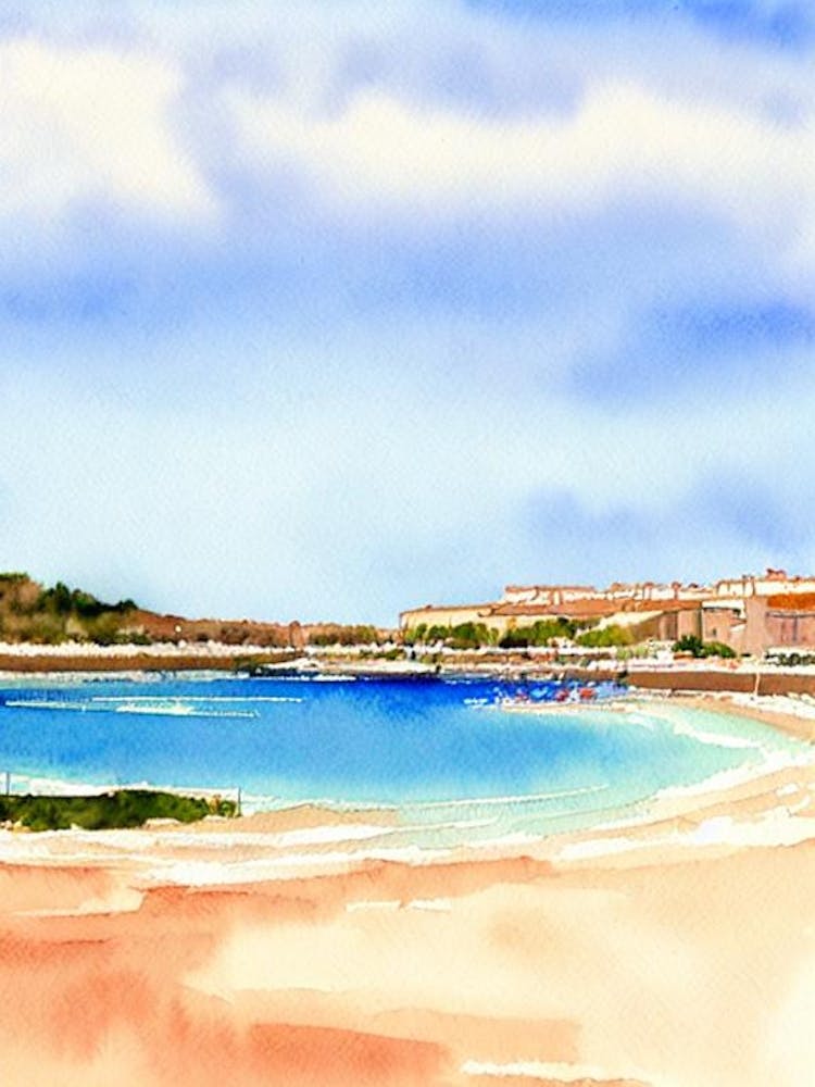 Plage De La Grande Motte 3, Languedoc Roussillon, France Watercolour