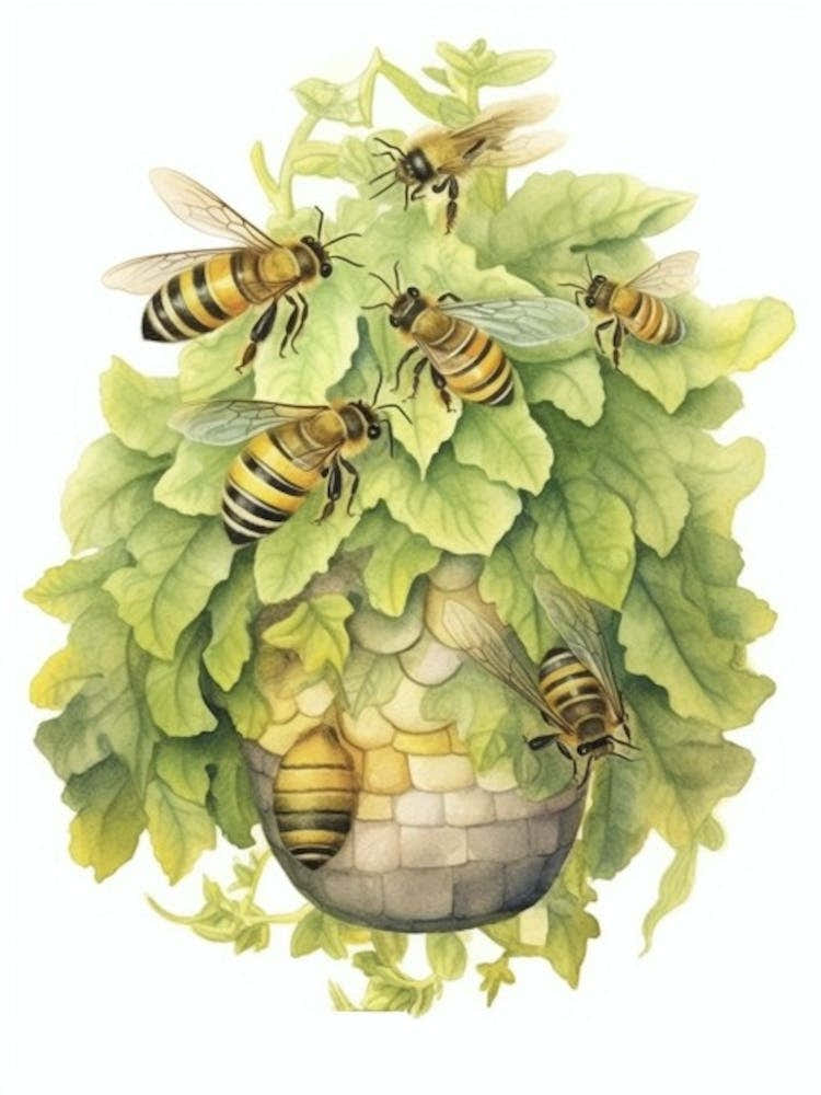 Sweat Bee Beehive Watercolour Illustration 4