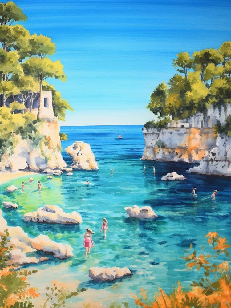 Swimming In Paros Greece 3 Watercolour