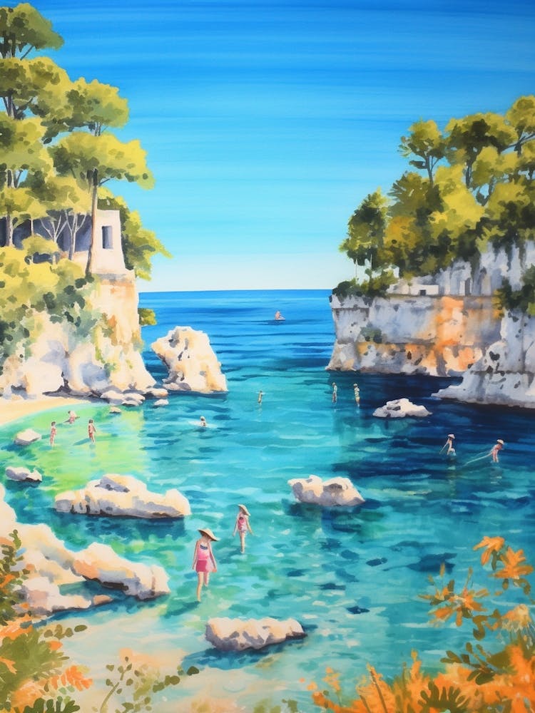 Swimming In Paros Greece 3 Watercolour