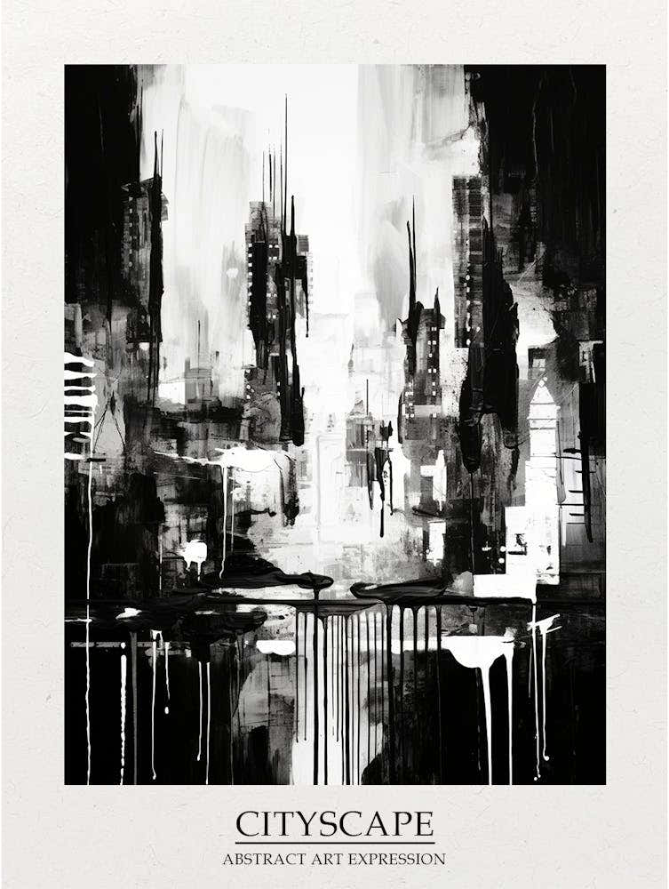 Cityscape Abstract Black And White 4 Poster