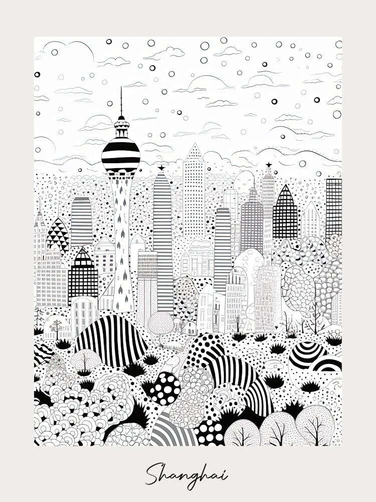 Poster Of Shanghai, Illustration In The Style Of Pop Art 4