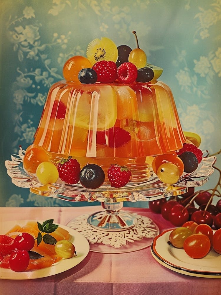 Jelly Dessert Selection Retro Collage 1