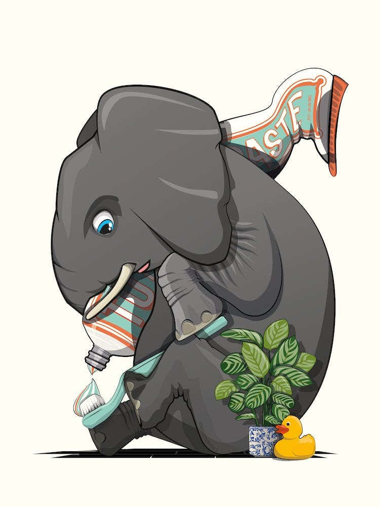 Elephant Brushing Teeth