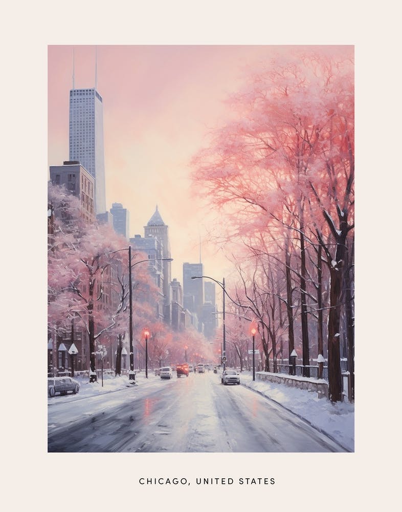 Dreamy Winter Painting Poster Chicago Usa 3