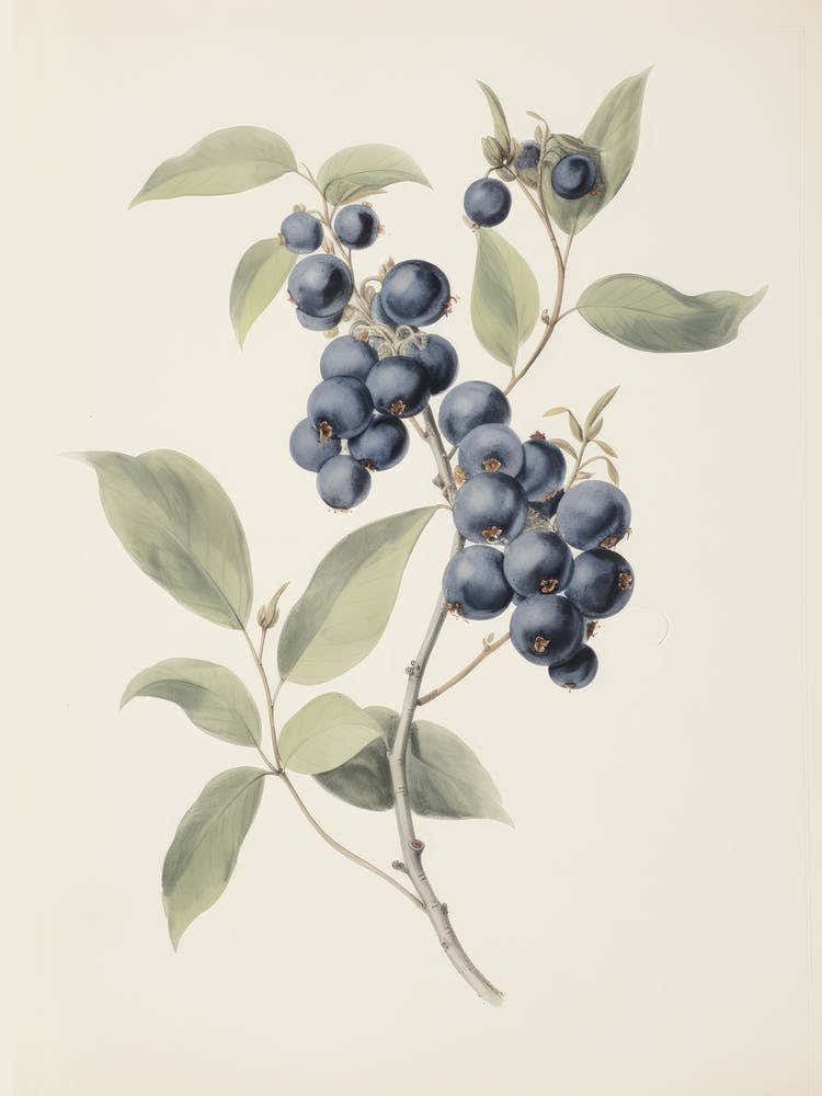 Antique Berry Watercolor Painting