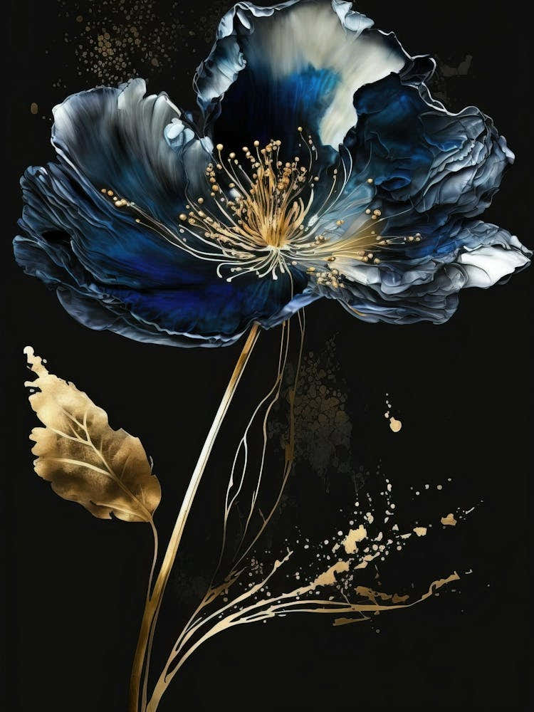 Luxurious White Blue Gold Floral(3)