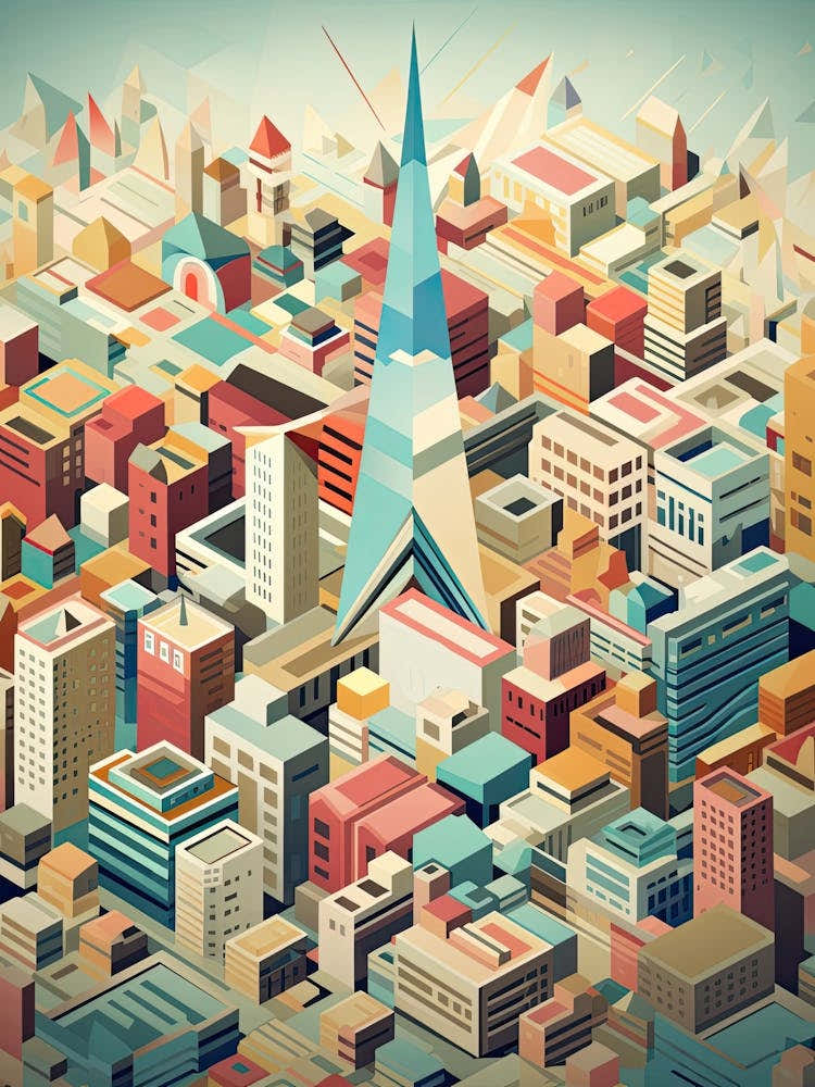 Tokyo, Japan, Geometric Illustration 4