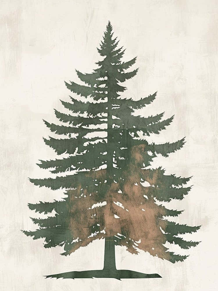 Sequoia Tree Minimal Japandi Illustration 3