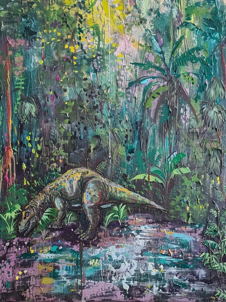 Dinosaur Teal Lilac Painting