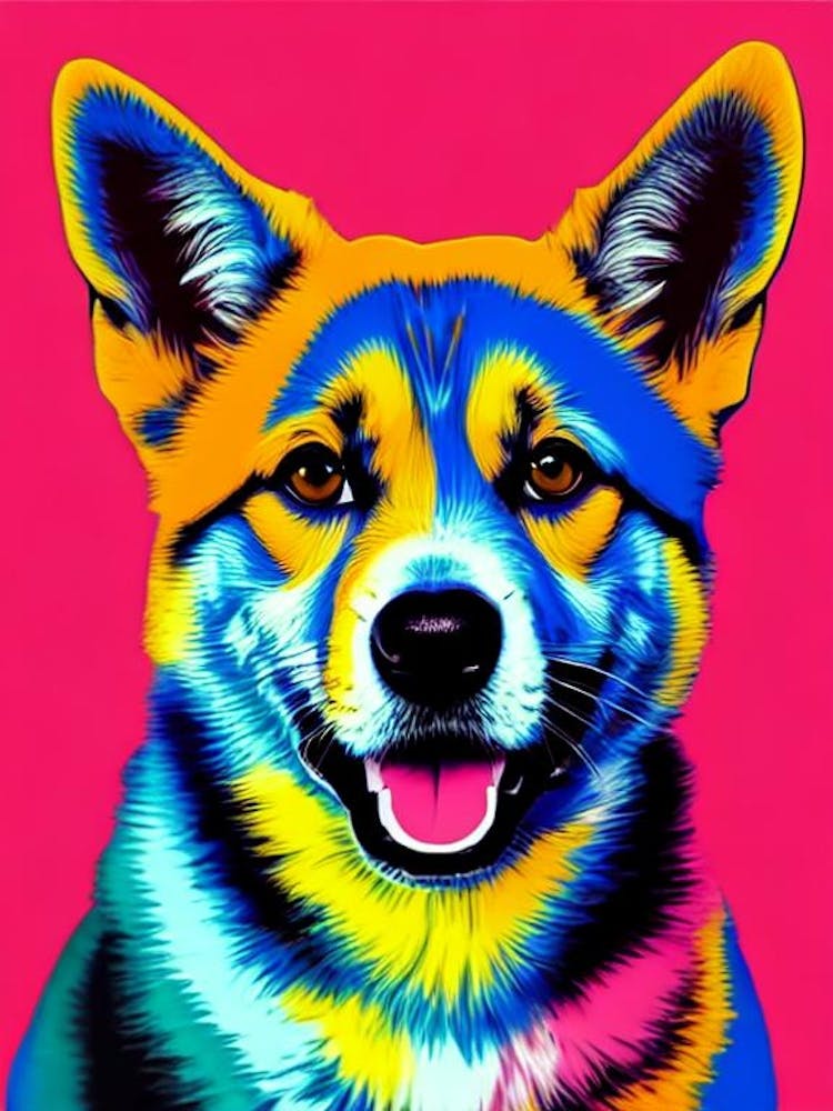 Swedish Vallhund Andy Warhol Style Dog