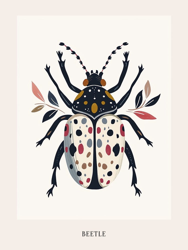 Colourful Insect Illustration Beetle 22 Poster
