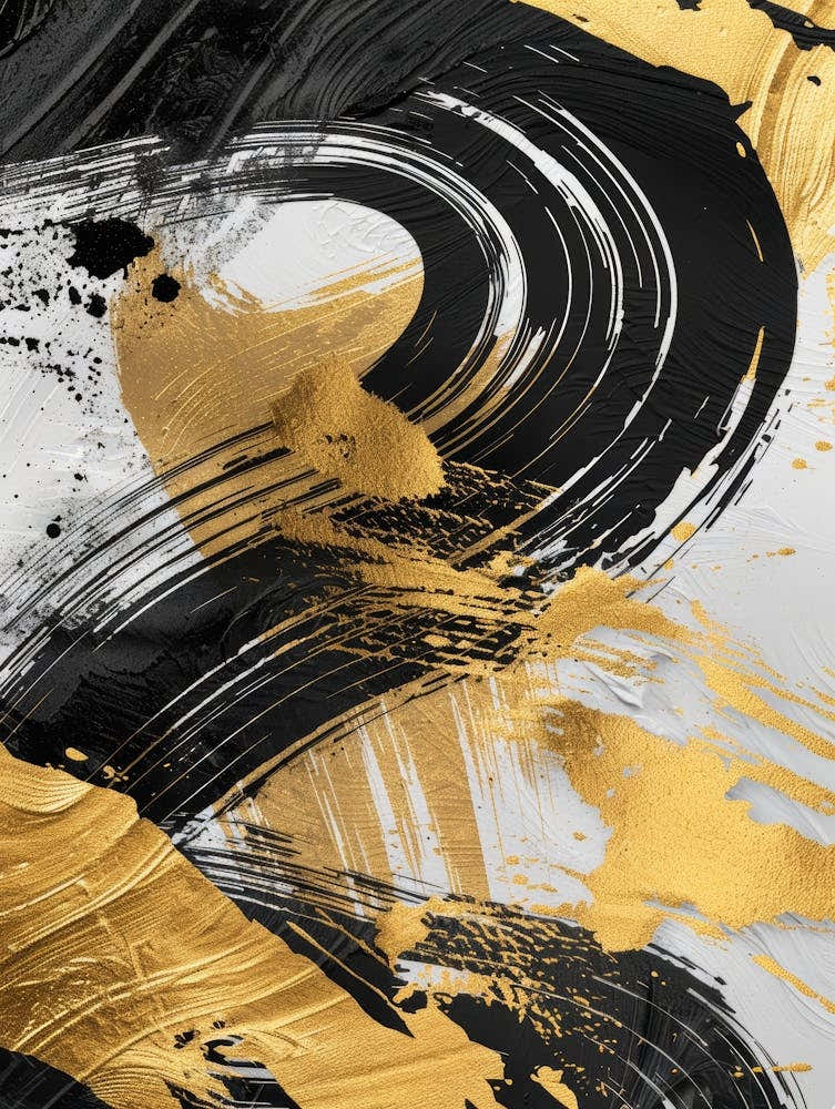 Abstract Gold And Black Painting 30