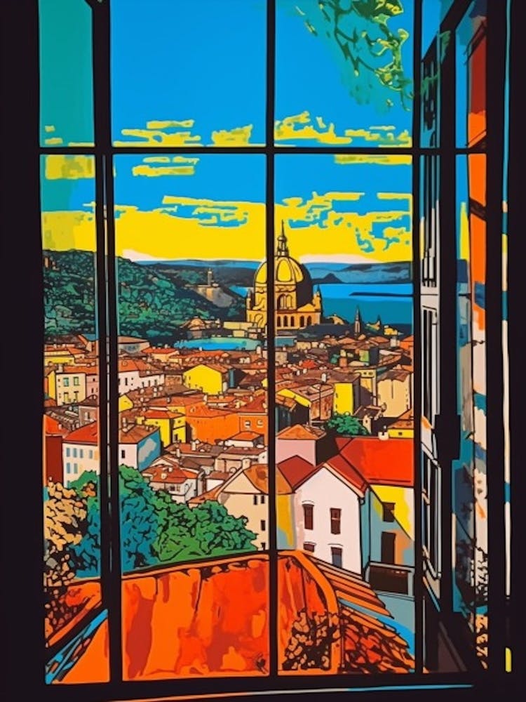 Window View Of Budapest Hungary In The Style Of Pop Art 1