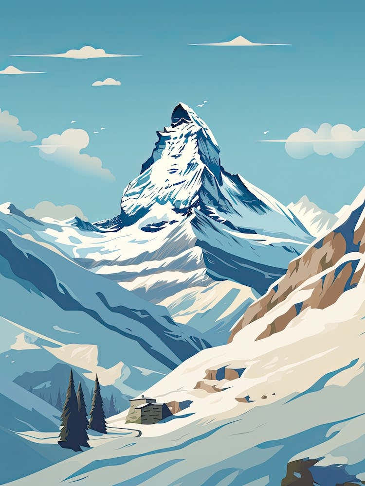 Zermatt   Switzerland, Ski Resort Illustration 1 Simple Style